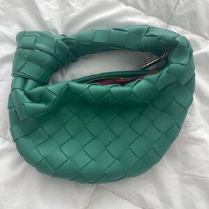 Woven Hobo Shoulder Bag - Emerald Green